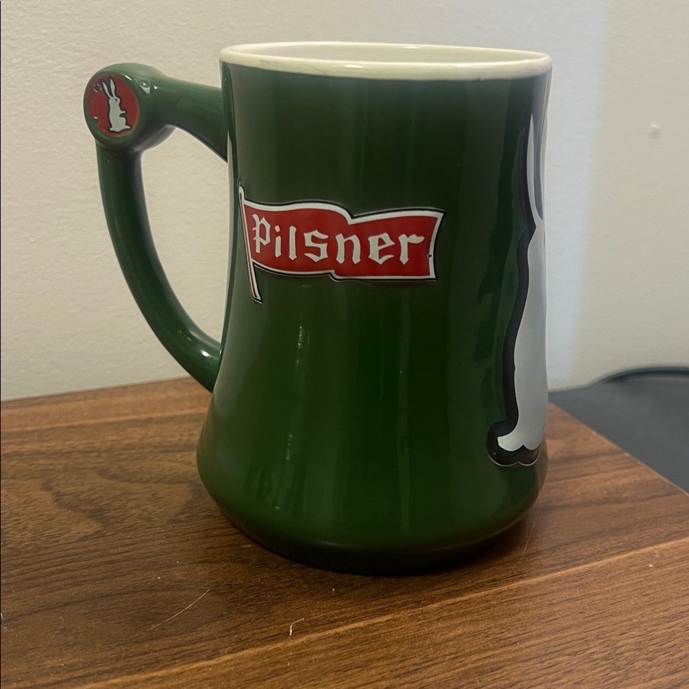 Ceramic Pilsner Dark Green with Rabbit